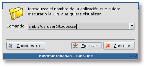 Dirección de acceso a los recursos de Samba