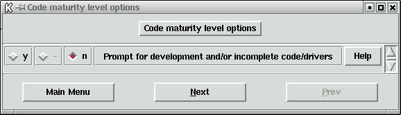 Auswahl der Einstellung 'code maturity level options'.