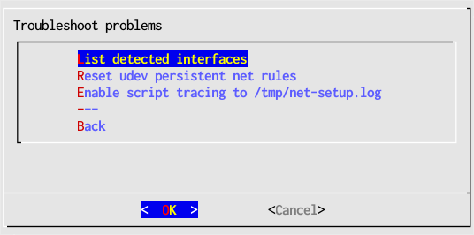 image of Network Setup troubleshooting window