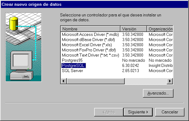 Selecci�n de los diversos DSN